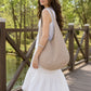 Knit Hobo Shoulder Bag with Slouchy Shape Textured Crochet Look and Wide Strap for Casual Carry
