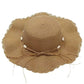 Women Straw Sun Hat Wide Brim Floppy Beach Hat Woven Scalloped Edge Adjustable Summer Hat