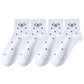 Soft Cotton Ankle Socks with Bow Embroidery Polka Dot Design 4 Pairs