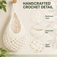 3pc Crochet Hanging Storage Basket Set Small Medium Large Wall Organizer Bins