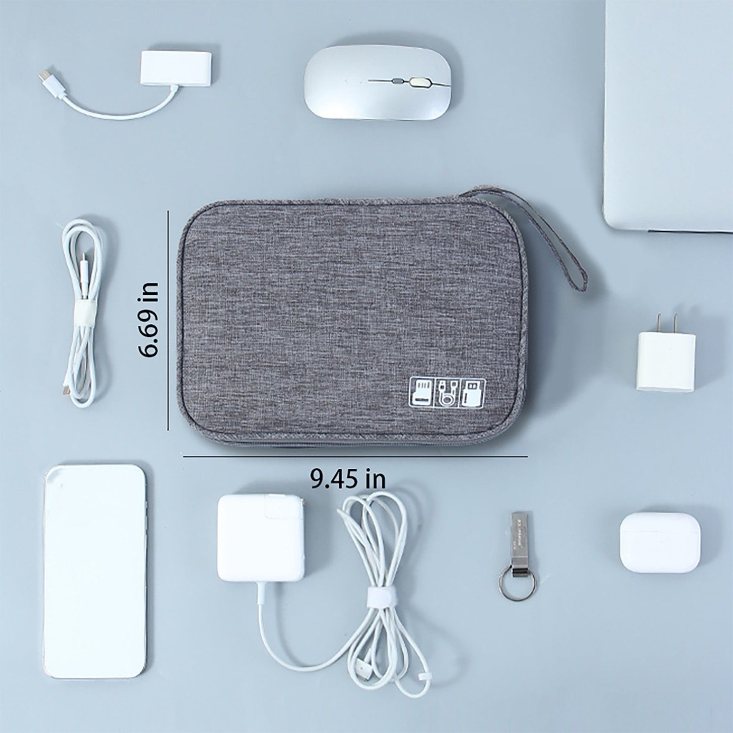 Electronic Organizer Case with Zipper Closure Cable Storage Pouch Portable Travel Tech Accessories Organizer Bag