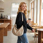 Crescent Crossbody Shoulder Bag with Side Pockets and Adjustable Strap