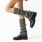 2-Pair Long Ribbed Knit Leg Warmers Set, Slouchy Knee-High Boot Sleeves