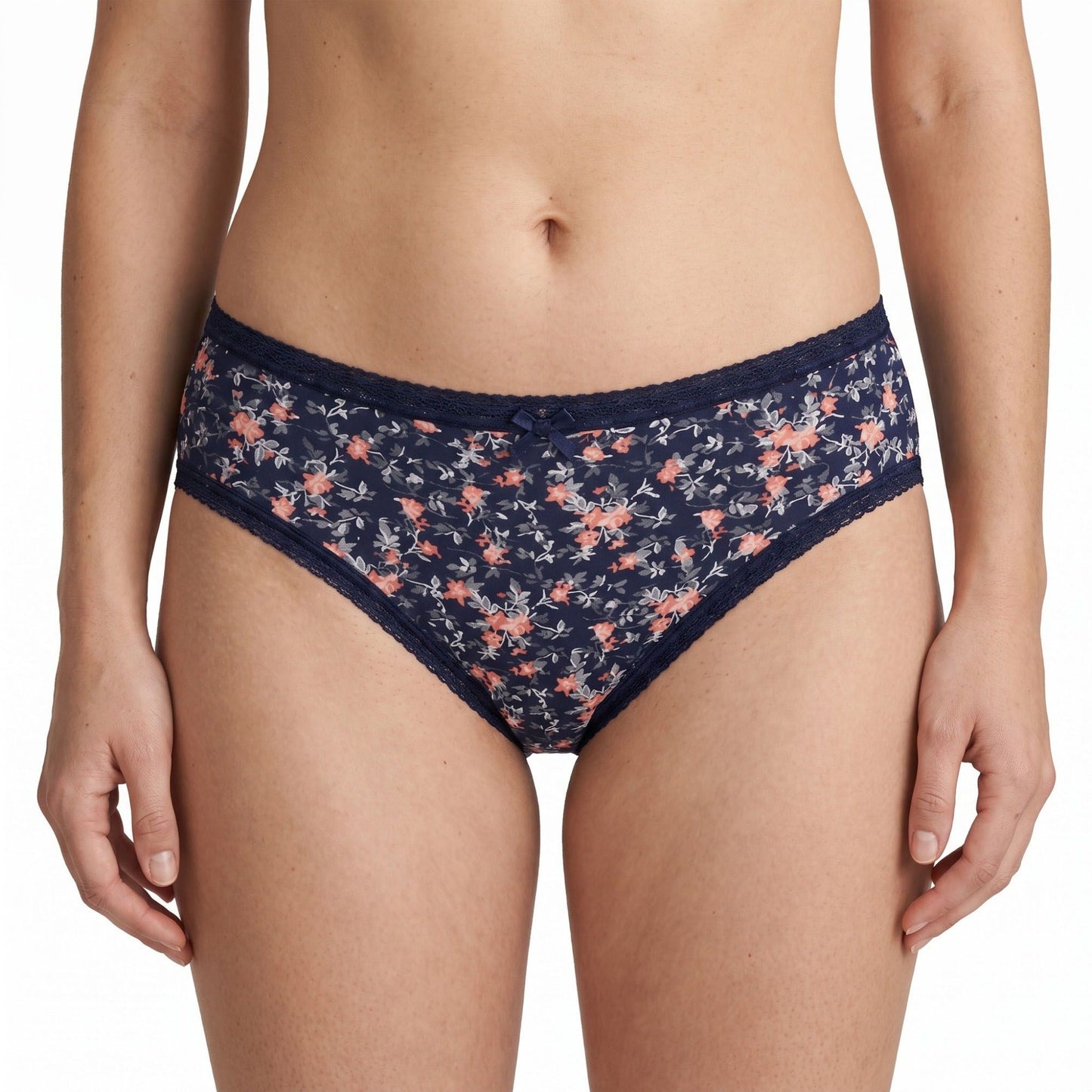 2 Pack Floral Print Bikini Underwear with Lace Trim