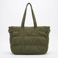 Oversized Puffer Tote Bag with Long Shoulder Straps and Side Buckle Details 13.5x14x4.5in