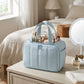 Travel Makeup Bag with Dividers and Carry Handles