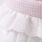 Gingham Polka Dot Quilted Storage Basket with Lace Eyelet Ruffle