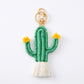 Cactus Macrame Keychain with Tassel Bag Charm