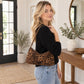 Faux Suede Hobo Shoulder Bag with Zip Closure and Interior Pockets