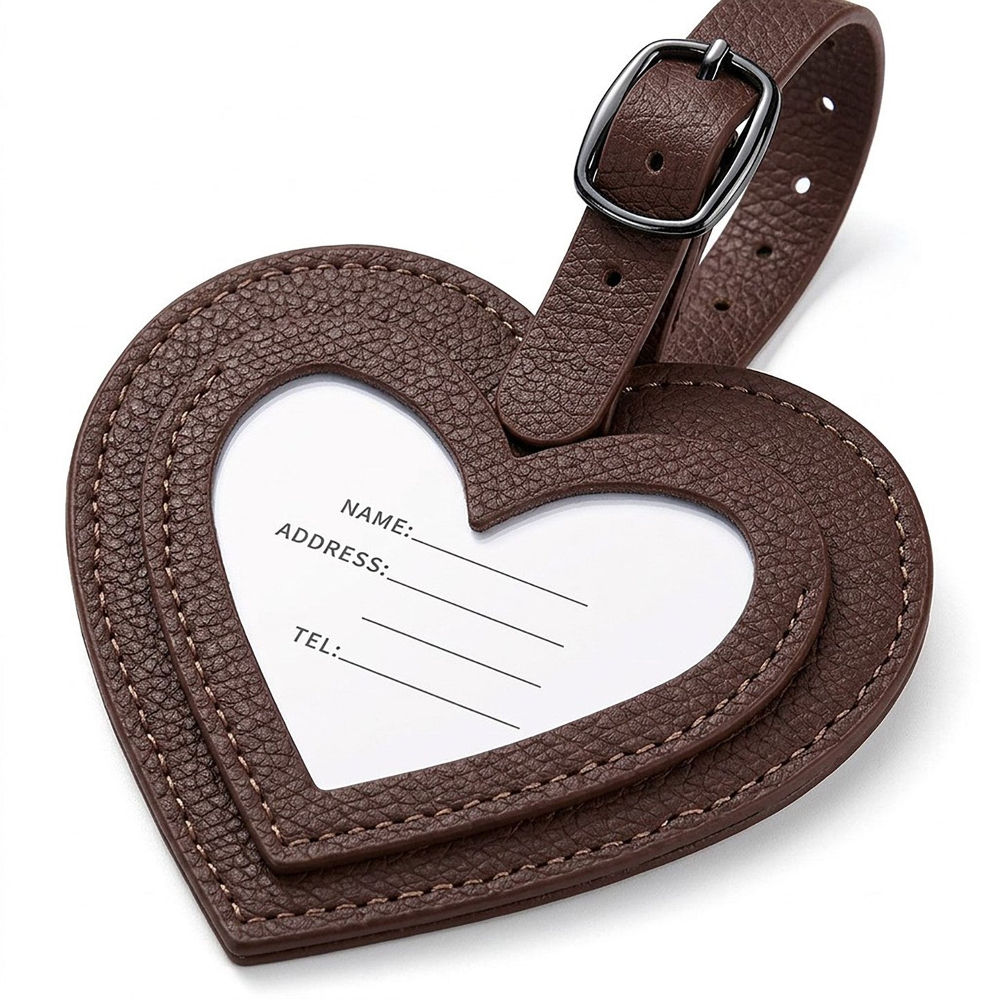 2 Pack Heart Shaped Luggage Tags with Buckle Straps