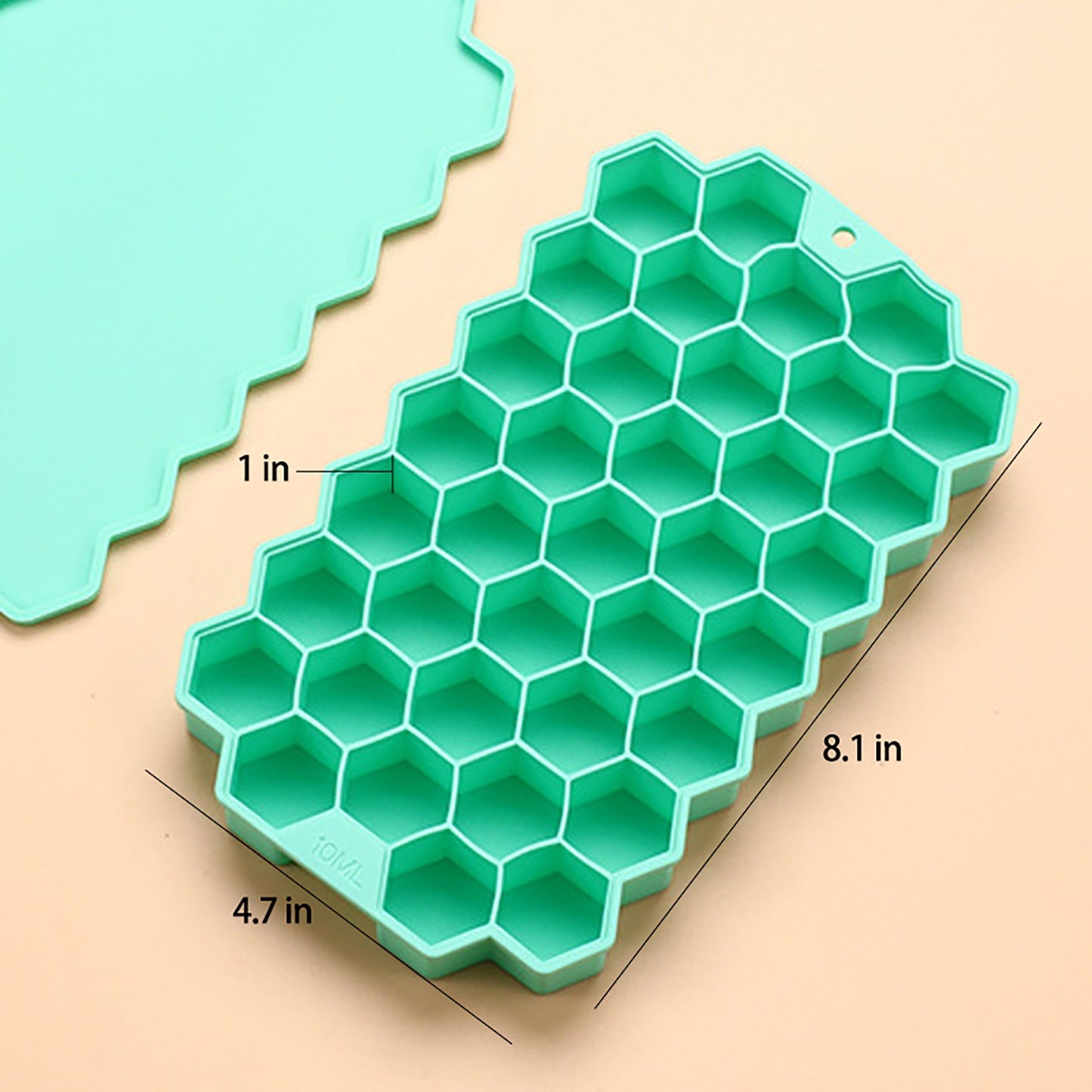 2-Piece Honeycomb Ice Cube Tray - 37-Grid Flexible Mold with Spill-Resistant Lid