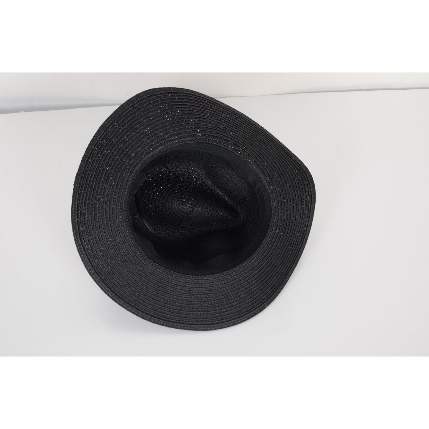 Wide Brim Straw Fedora Sun Hat with Black Band Lightweight Packable Summer Panama Hat for UV Protection