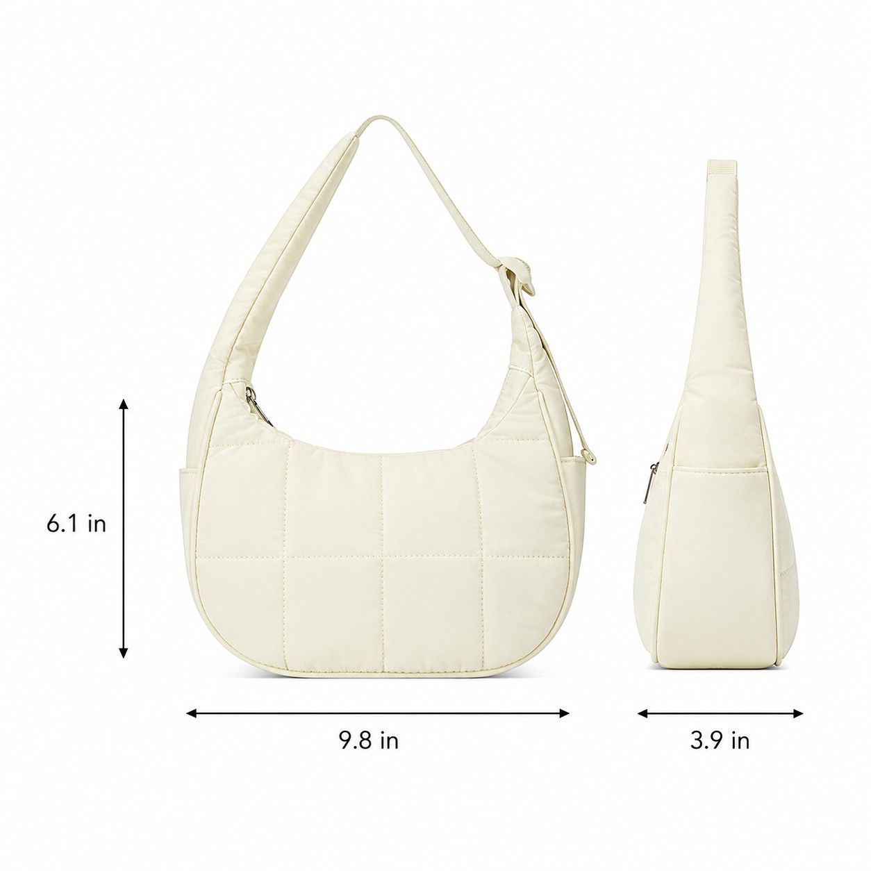 Quilted Nylon Hobo Shoulder Bag with Adjustable Strap and Multiple Pockets