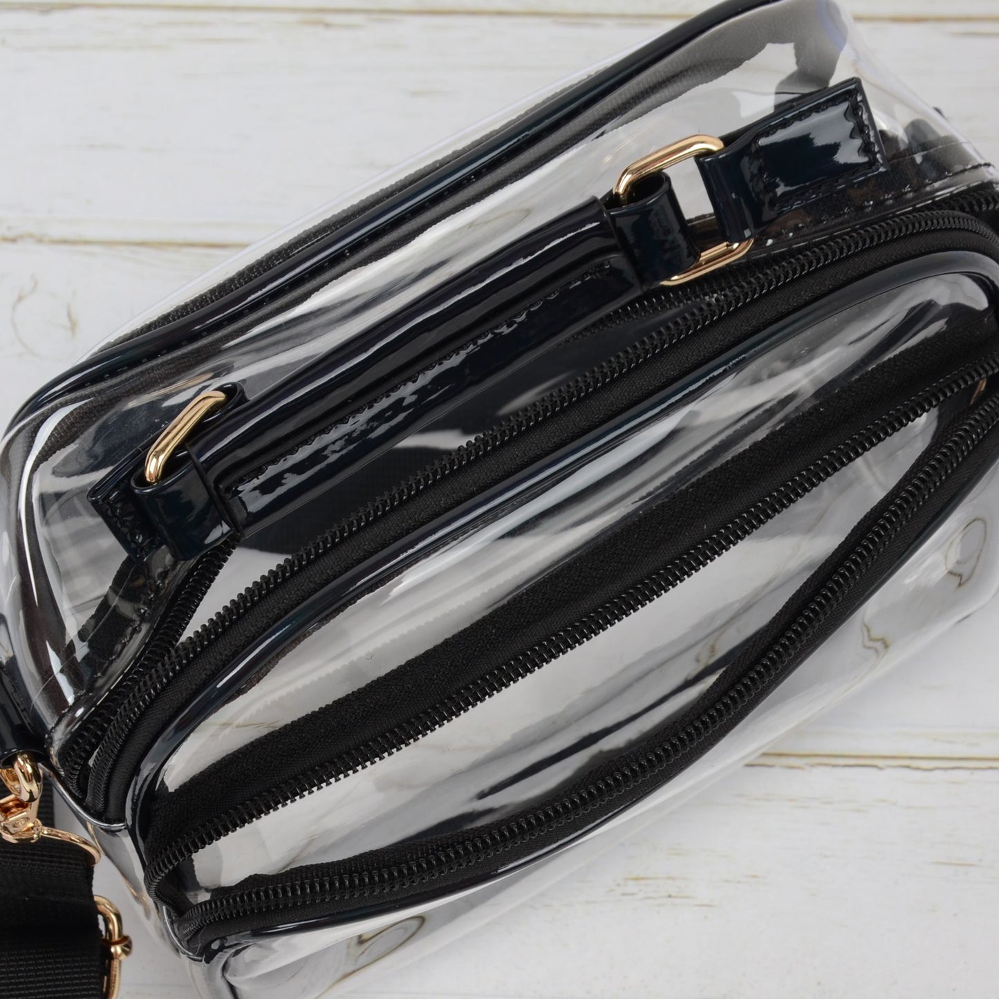 Trendy Clear Transparent Women's Shoulder Bag with Iridescent Trim