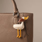 Duck Bag Charm with Beak and Patterned Scarf Accent