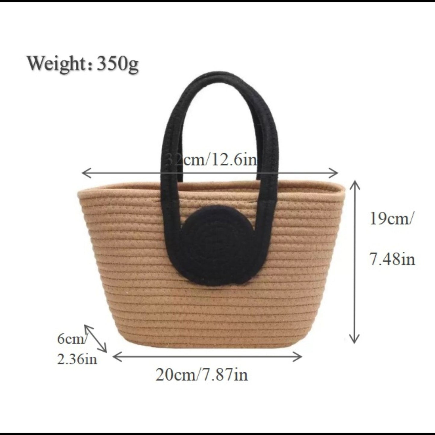 Woven Cotton Rope Handbag Open Top Handbag for Casual and Everyday Use