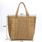 Woven Tote Bag with Fringe Detail and Shoulder Handles