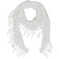 Lightweight Lace Floral Head Scarf Fringe Triangular Shawl