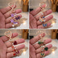 Enamel Butterfly & Floral Multi-Charm Bag Charm Key Chain 4-Piece Set