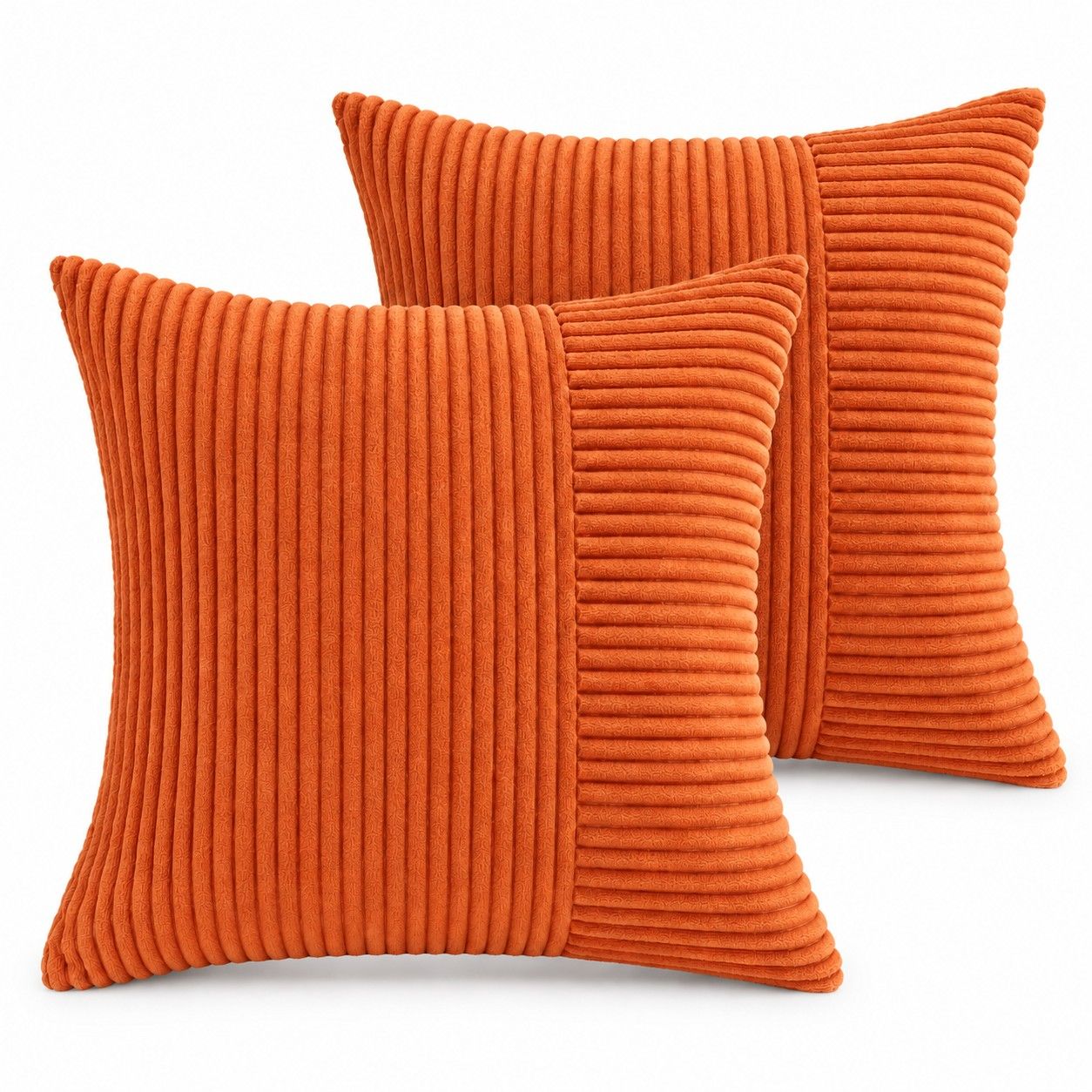 2 Pack Soft Corduroy Throw Pillow Covers 18 x 18 Inch and 12 x 20 Inch