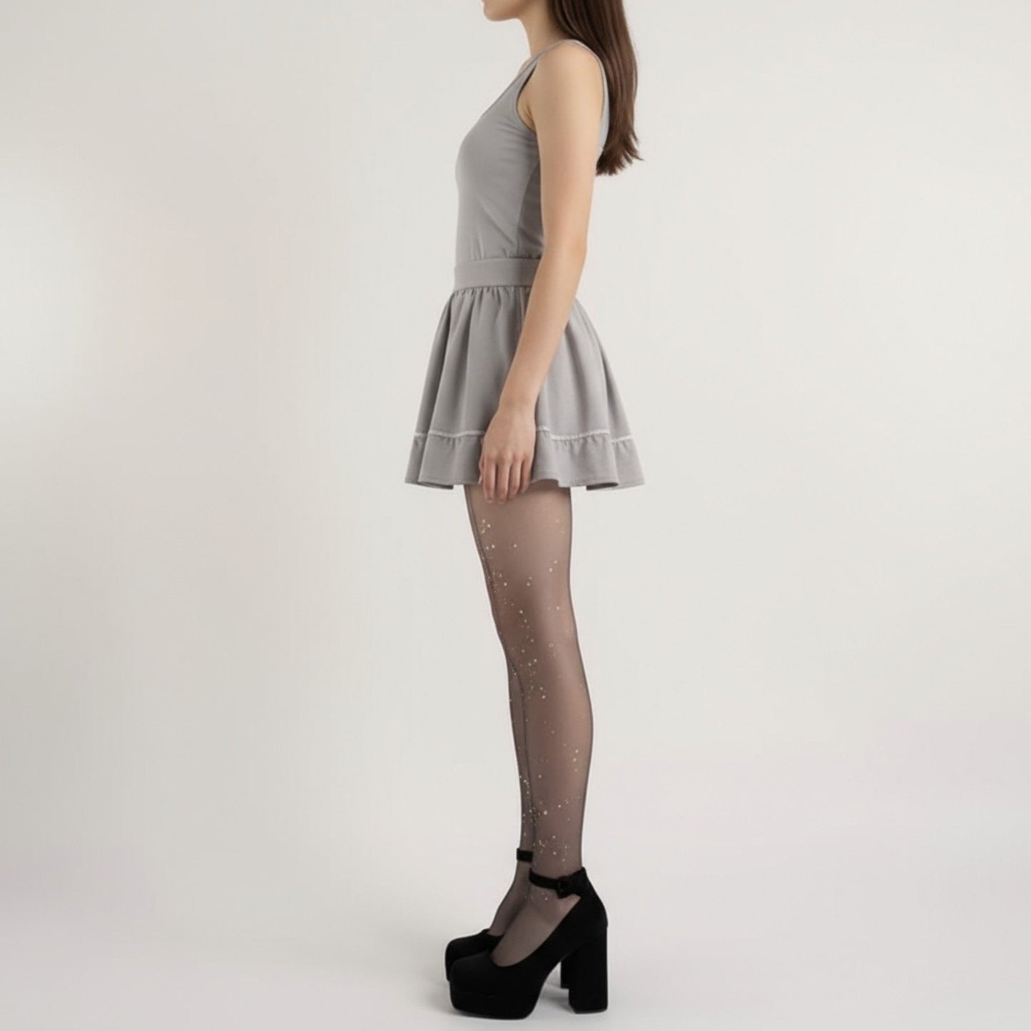 2pcs Women's Sheer Glitter Tights with Sparkle Detailing and Stretch Mesh Fit