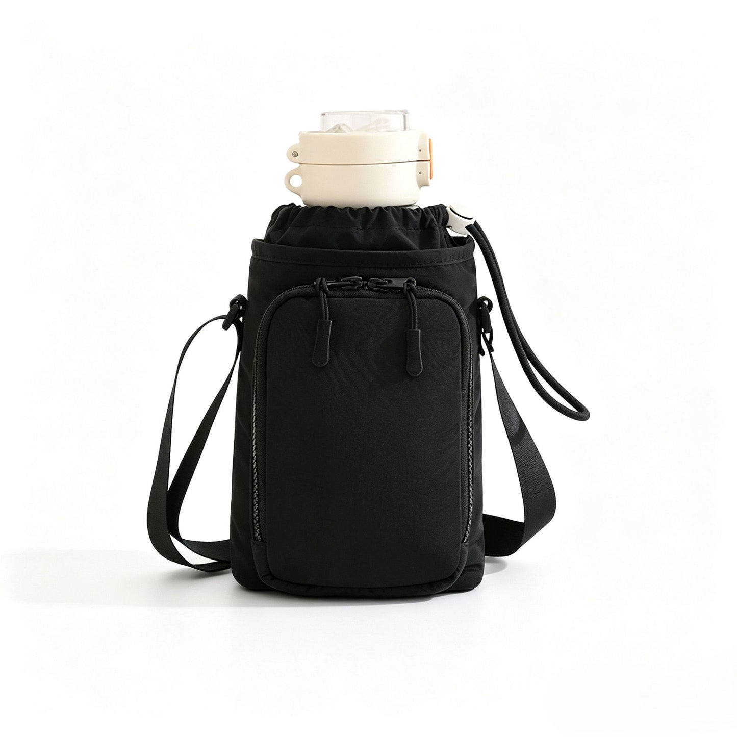 Water Bottle Carrier Bag with Phone Pocket Adjustable Crossbody Strap for Walking Travel