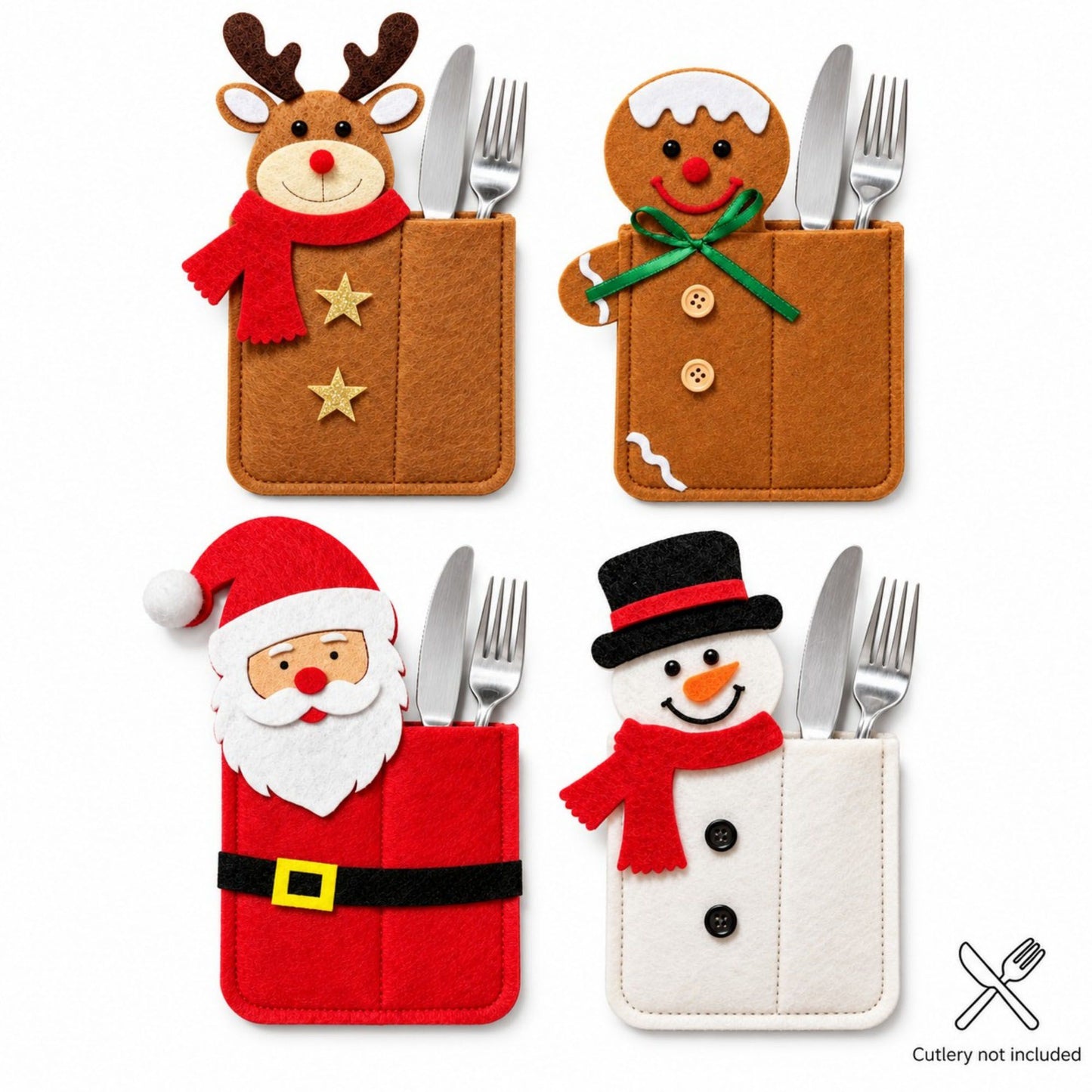 4pk Santa Christmas Silverware Holders
