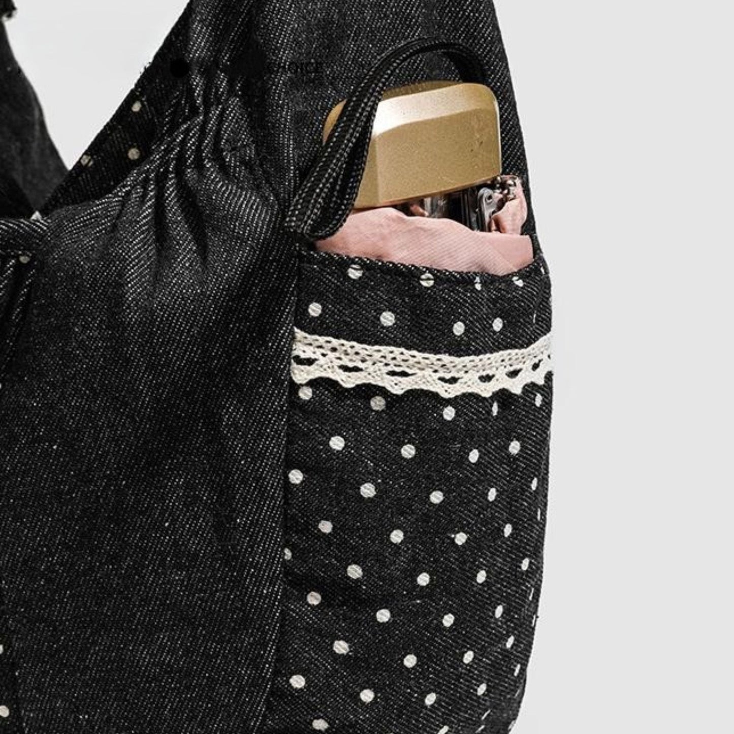 Polka Dot Hobo Shoulder Bag Large Capacity Crossbody Tote for School Work and Travel