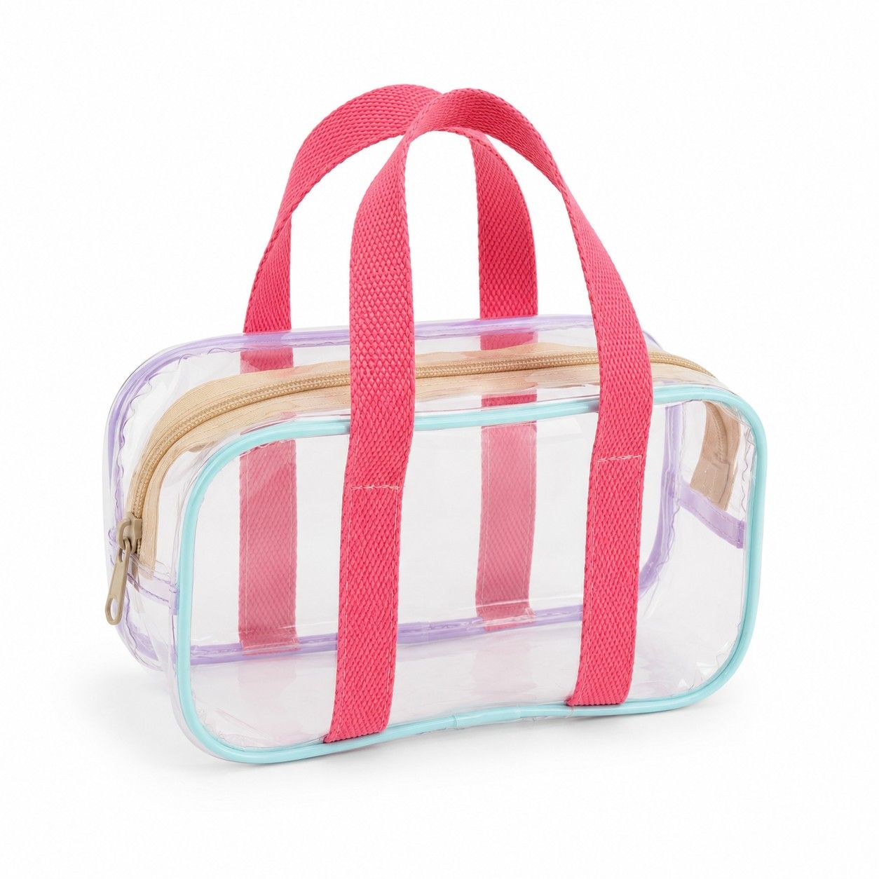 Clear PVC Travel Toiletry Bag with Zip Closure and Carry Handles
