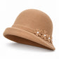 Floral Pearl Accent Cloche Hat Adjustable Brim Dress Hat