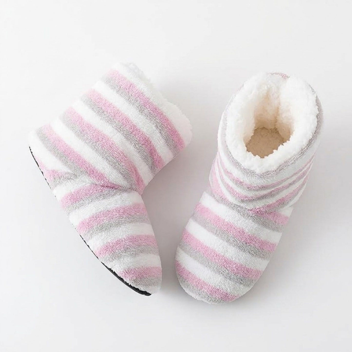Striped Fuzzy Slipper Boots  US 5-10.5