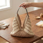 Woven Crochet Hobo Bag with Striped Pattern Slouchy Shoulder Handbag Lightweight Knit Tote