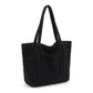 Corduroy Tote Bag Large Capacity Shoulder Bag with Front Pocket