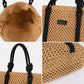 Woven Straw Beach Tote Bag Large Capacity Summer Shoulder Carryall with Contrast Straps