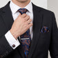 Men's Paisley Pattern Tie Gift Set with Matching Pocket Square Cufflinks and Silver Tie Clip