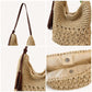 Woven Hobo Shoulder Bag with Magnetic Closure and Slouchy Straw Style Texture