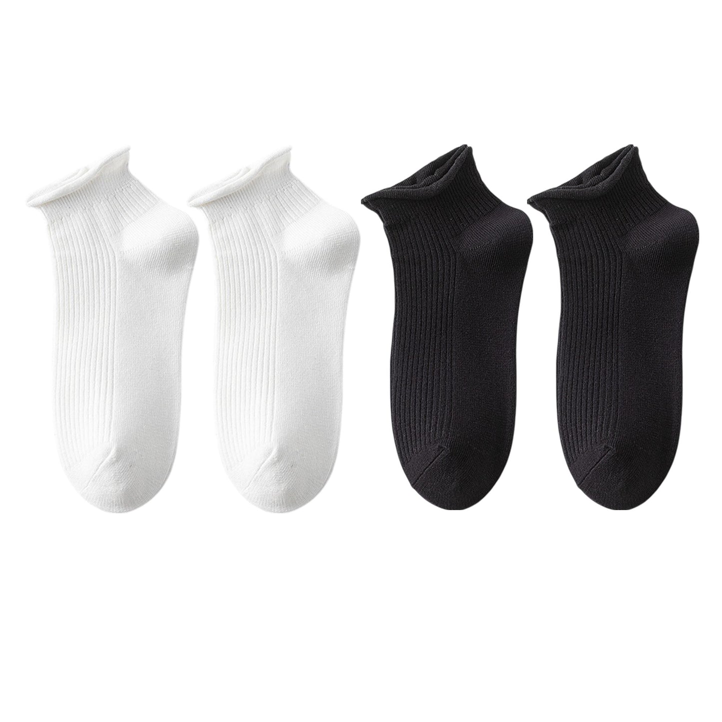 4 Pairs Ultra-Thin Ribbed Ankle Socks Soft Stretch Breathable Design in Multiple Color Combinations
