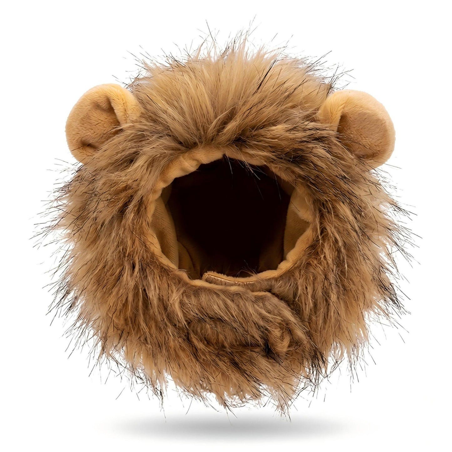 Pet Lion Mane Costume with Faux Fur Hood and Ear Detail Soft Plush Dress Up Outfit for Cats and Dogs