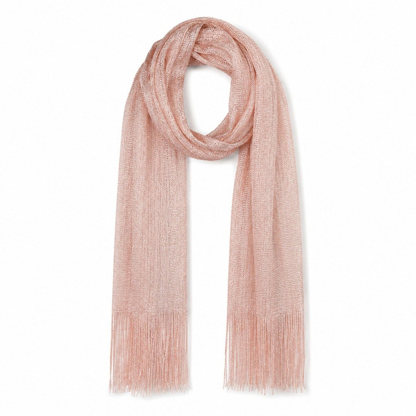 Metallic Shimmer Fringe Long Scarf
