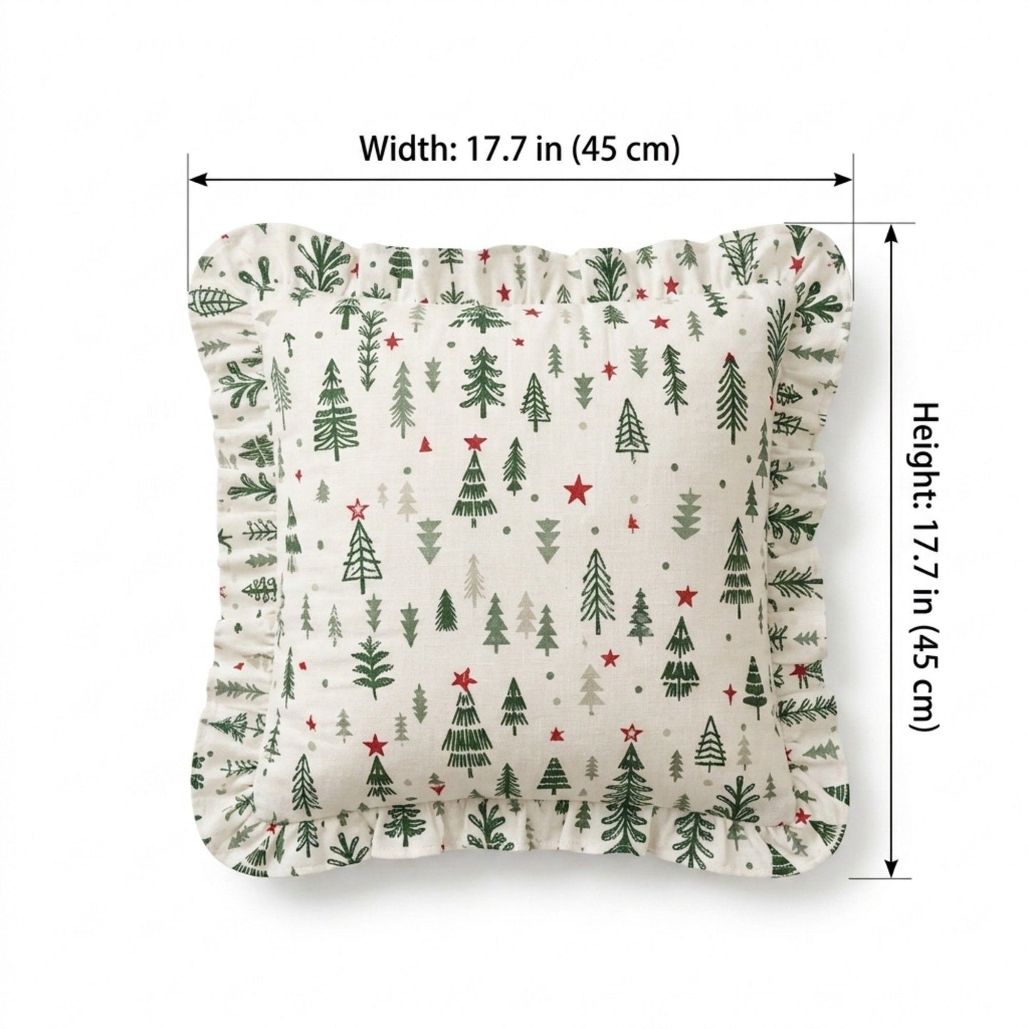 2 Pack Christmas Tree Ruffle Decorative Throw Pillow Covers