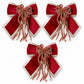 3ct Fabric Christmas Bow Decorations with Gold Trim Burgundy
