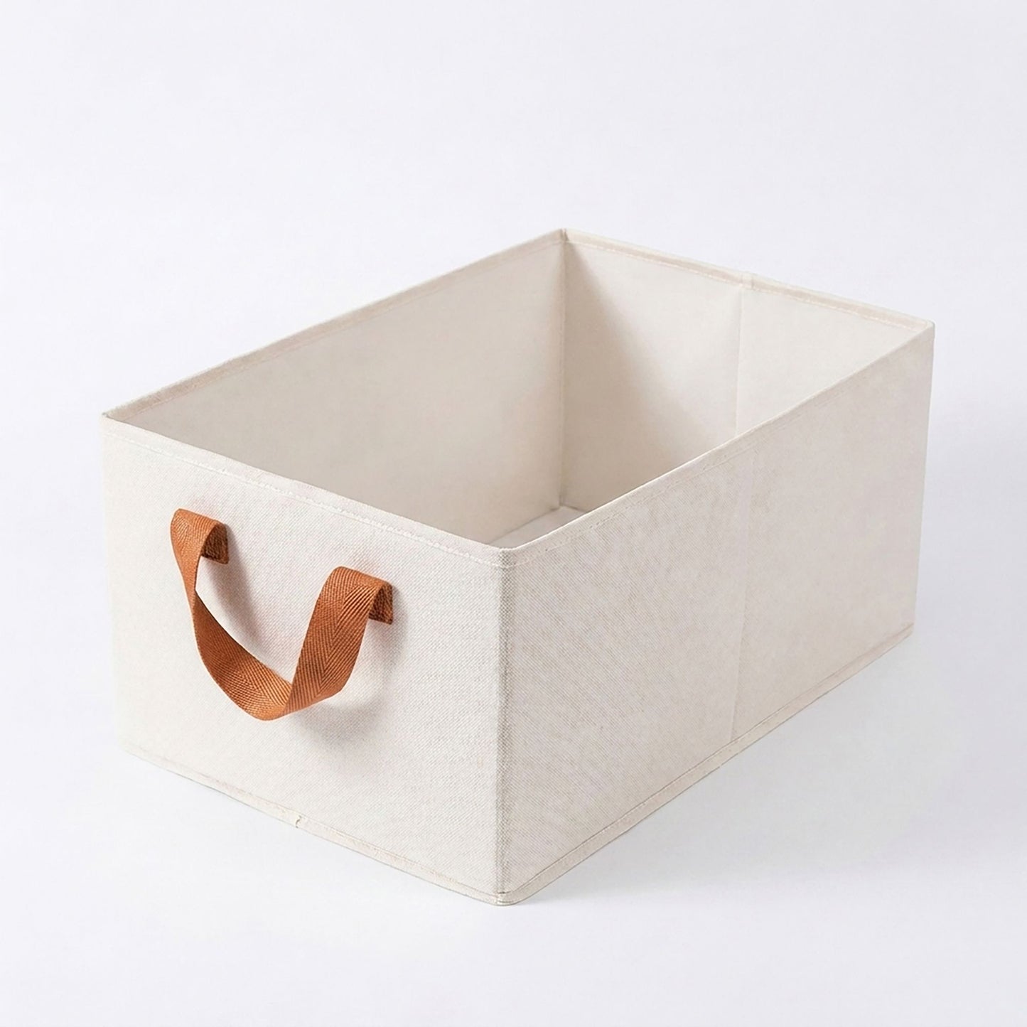 Foldable Fabric Storage Bin with Open Top and Carry Handles