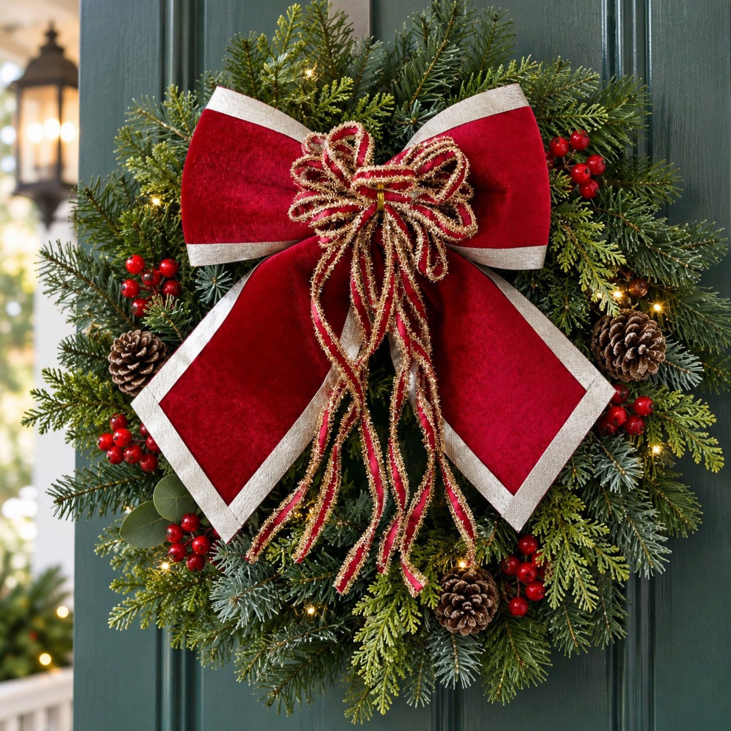 3ct Fabric Christmas Bow Decorations with Gold Trim Burgundy