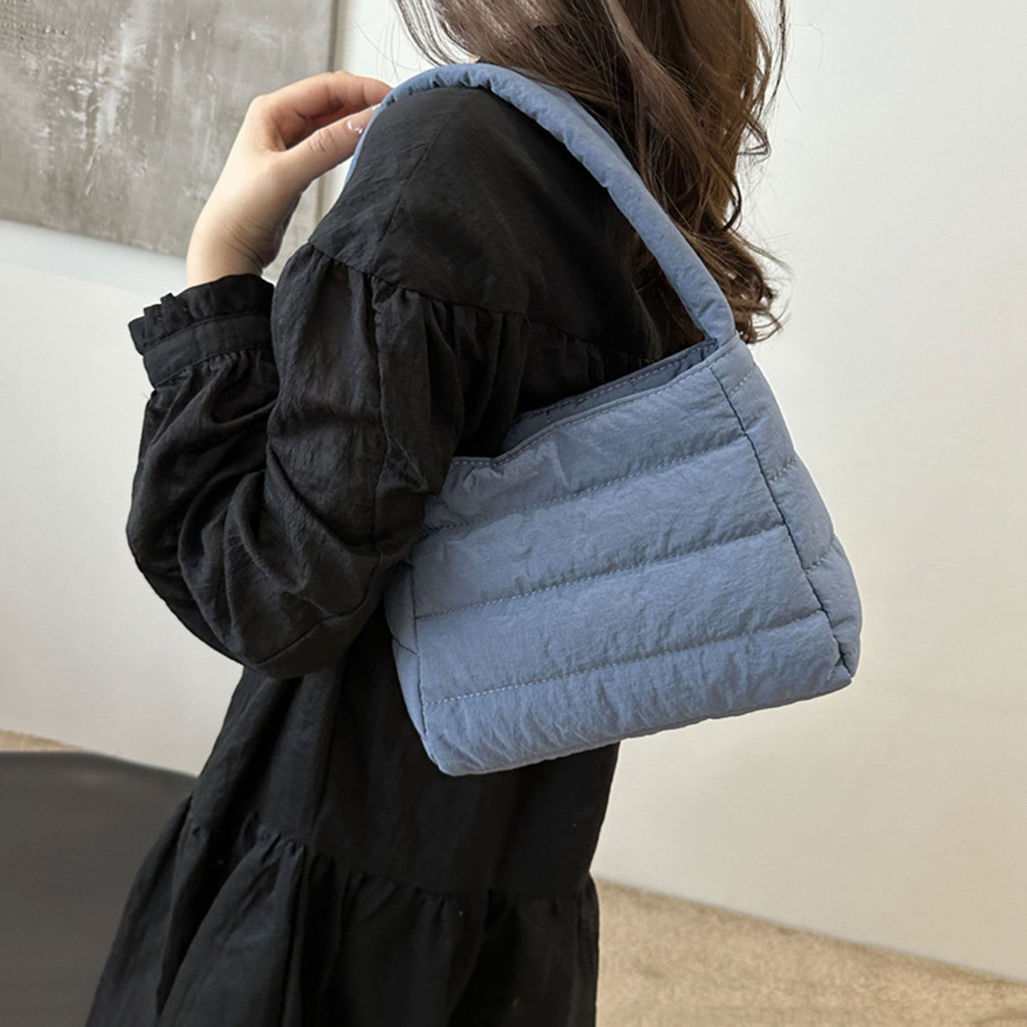 Quilted Mini Handbag - Compact Puffy Top-Handle Bag for Casual Daily & Stylish Outings