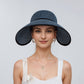 Womens Roll Up Straw Sun Visor Wide Brim Bow Detail Adjustable UV Protection Packable Summer Hat