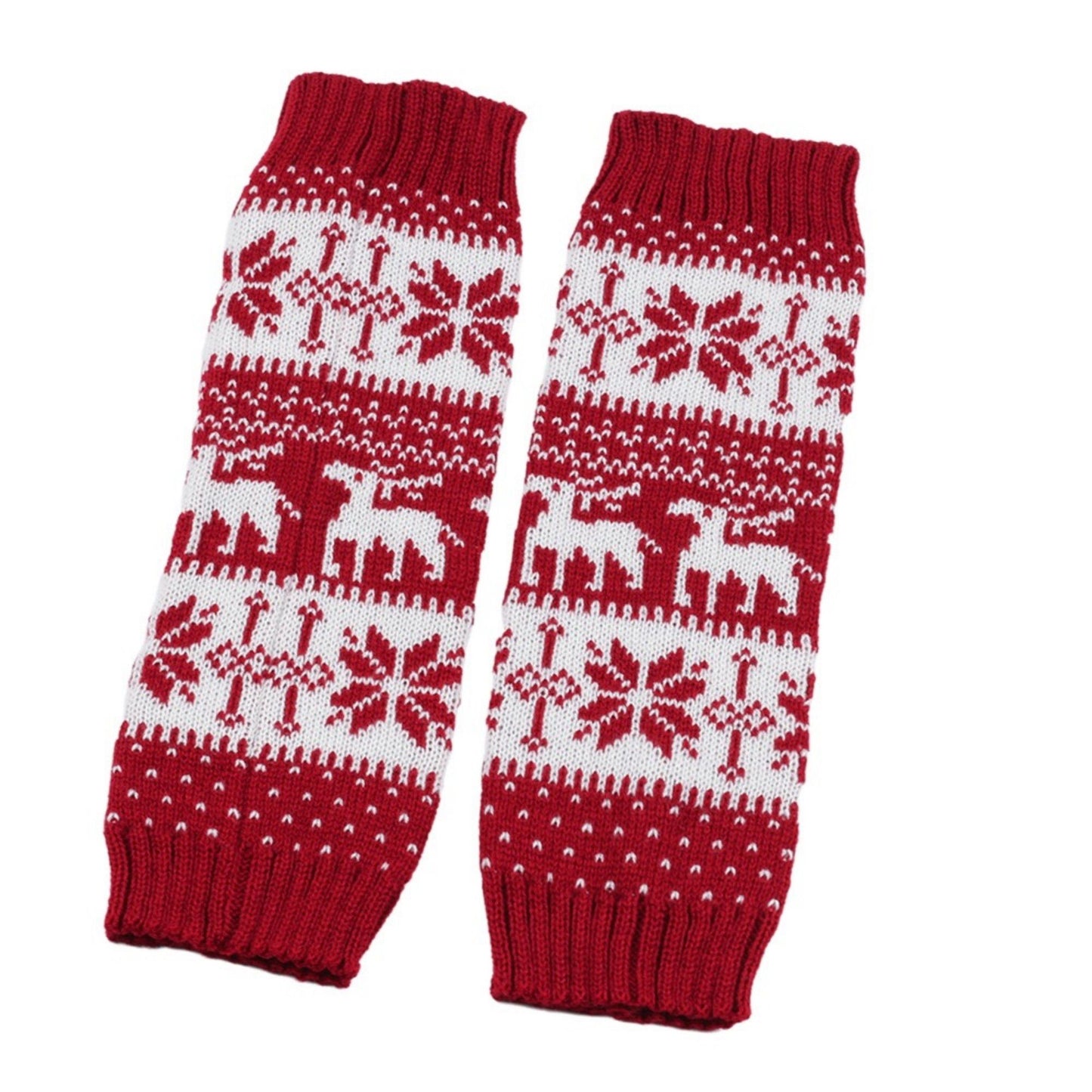 Fair Isle Knit Leg Warmers with Soft Stretch Ribbed Cuffs and Festive Patterned Design for Cozy Winter Layering