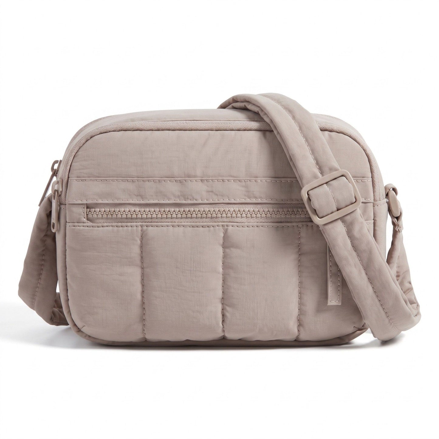 Padded Rectangular Crossbody Bag with Front Zip Pocket and Adjustable Padded Shoulder Strap 8.7x2.8x6.1in
