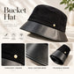 Corduroy Bucket Hat with Leather Look Brim Adjustable Fit