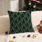 Plush Embroidered Christmas Tree Throw Pillow Cover 18 x 18 Inch Holiday Decor