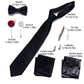 Men's Micro Grid Pattern Bow Tie Gift Set Pre-Tied Bowtie Pocket Square Cufflinks Tie Clip Formal Accessory Set
